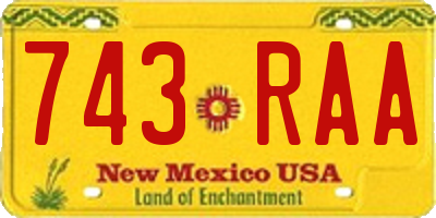 NM license plate 743RAA
