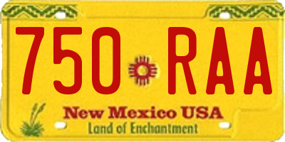 NM license plate 750RAA