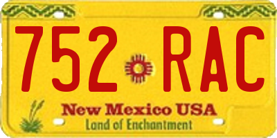 NM license plate 752RAC