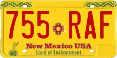 NM license plate 755RAF