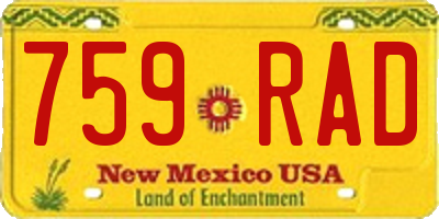 NM license plate 759RAD