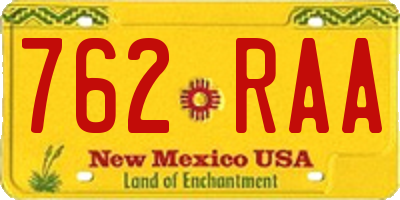 NM license plate 762RAA