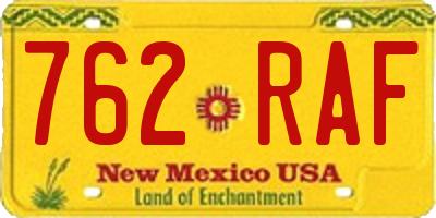 NM license plate 762RAF