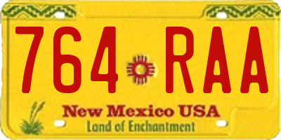 NM license plate 764RAA