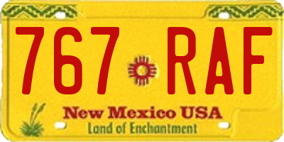 NM license plate 767RAF
