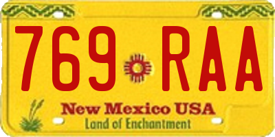 NM license plate 769RAA