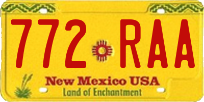 NM license plate 772RAA