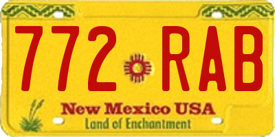 NM license plate 772RAB