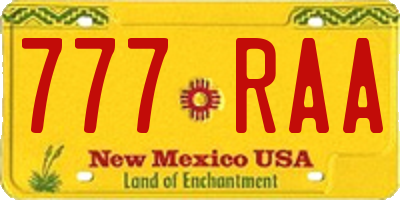 NM license plate 777RAA