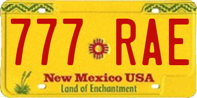 NM license plate 777RAE
