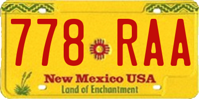 NM license plate 778RAA