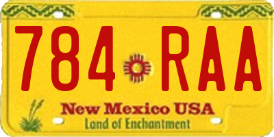 NM license plate 784RAA