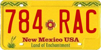 NM license plate 784RAC