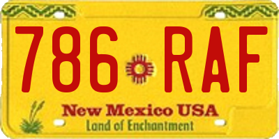 NM license plate 786RAF