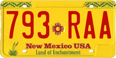 NM license plate 793RAA