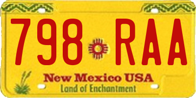 NM license plate 798RAA