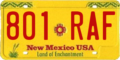 NM license plate 801RAF