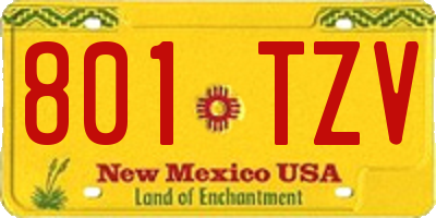NM license plate 801TZV