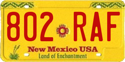 NM license plate 802RAF