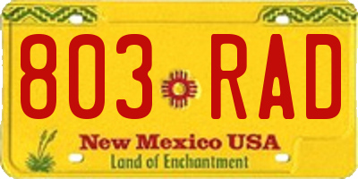 NM license plate 803RAD