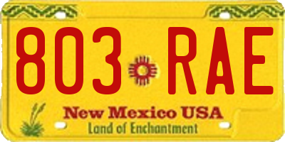 NM license plate 803RAE