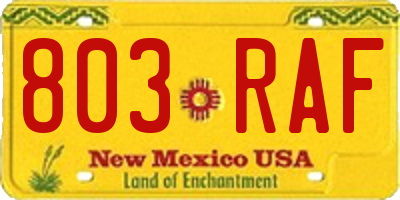 NM license plate 803RAF