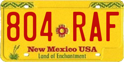 NM license plate 804RAF