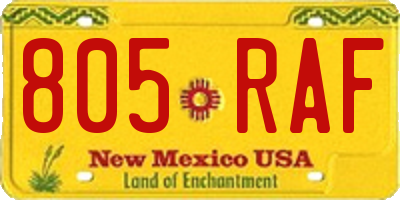 NM license plate 805RAF