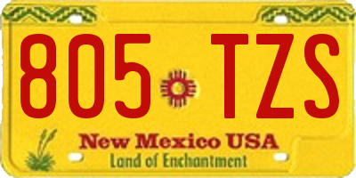 NM license plate 805TZS
