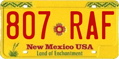 NM license plate 807RAF