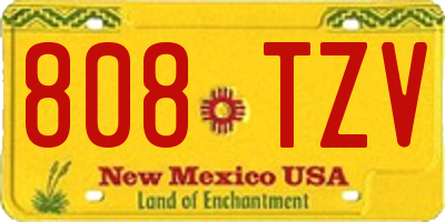 NM license plate 808TZV
