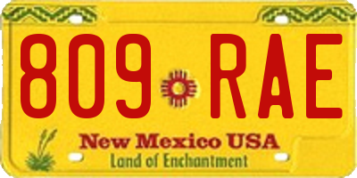 NM license plate 809RAE