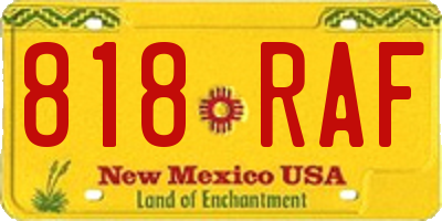 NM license plate 818RAF