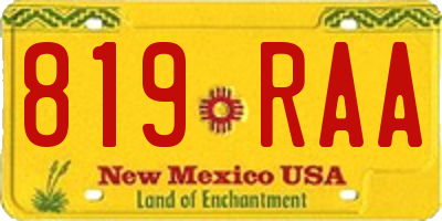 NM license plate 819RAA