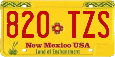 NM license plate 820TZS