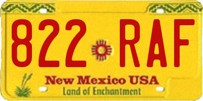NM license plate 822RAF
