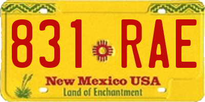 NM license plate 831RAE