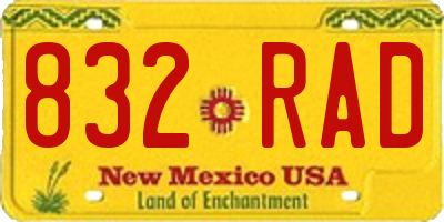 NM license plate 832RAD
