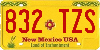 NM license plate 832TZS