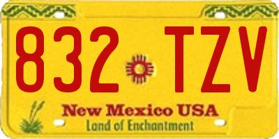 NM license plate 832TZV