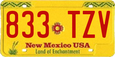 NM license plate 833TZV