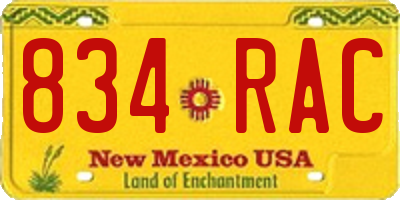 NM license plate 834RAC