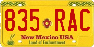 NM license plate 835RAC