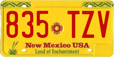 NM license plate 835TZV
