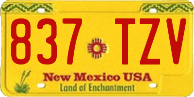 NM license plate 837TZV