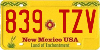 NM license plate 839TZV