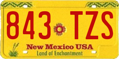 NM license plate 843TZS