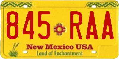 NM license plate 845RAA