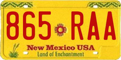 NM license plate 865RAA