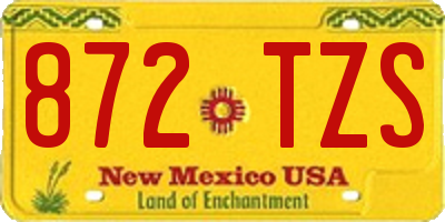 NM license plate 872TZS